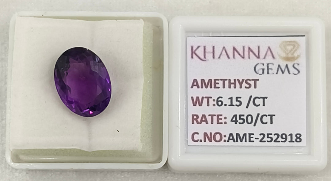 6.15/CT Natural Amethyst Gemstone with Govt. Lab Certificate