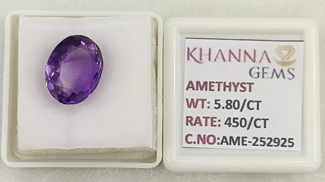 5.80/CT Natural Amethyst Gemstone with Govt. Lab Certificate