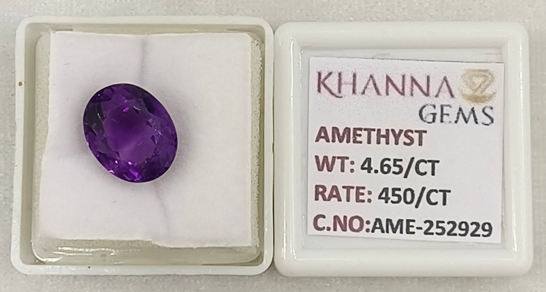 4.65/CT Natural Amethyst Gemstone with Govt. Lab Certificate