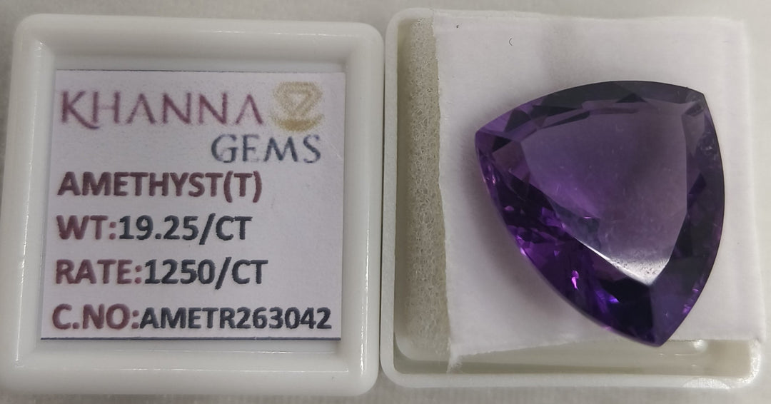 19.25/CT Natural Amethyst Gemstone with Govt. Lab Certificate