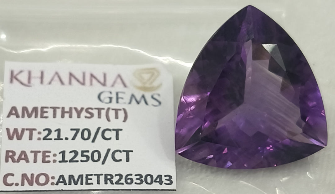 21.70/CT Natural Amethyst Gemstone with Govt. Lab Certificate