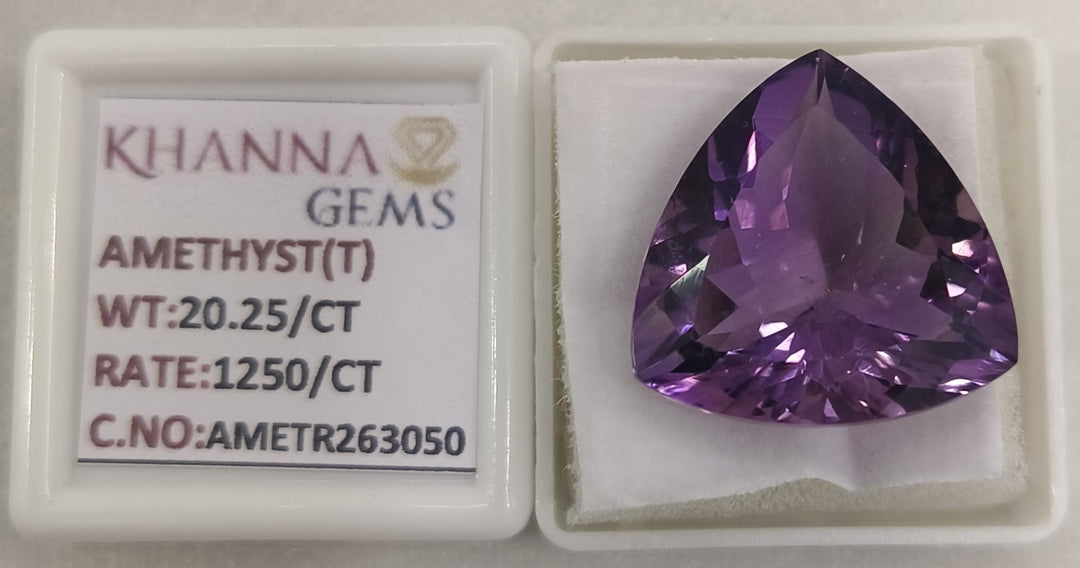 20.25/CT Natural Amethyst Gemstone with Govt. Lab Certificate