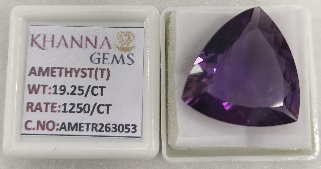 19.25/CT Natural Amethyst Gemstone with Govt. Lab Certificate