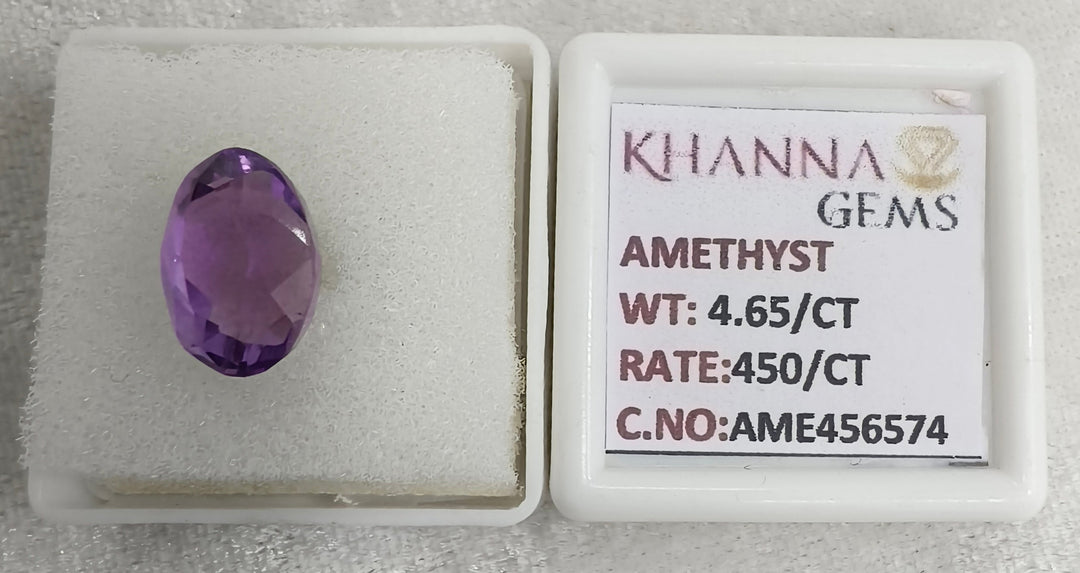 4.65/CT Natural Amethyst Gemstone with Govt. Lab Certificate