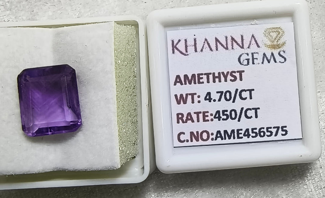4.70/CT Natural Amethyst Gemstone with Govt. Lab Certificate