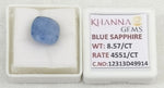 Load image into Gallery viewer, 8.57/CT Natural Blue Sapphire with Govt Lab Certificate-12313D49914