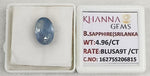 Load image into Gallery viewer, 4.96/CT Natural Blue Sapphire with Govt Lab Certificate-16275S206815
