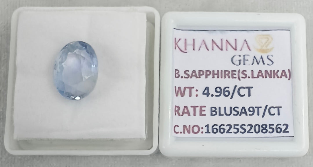 4.96/CT Natural Blue Sapphire with Govt Lab Certificate-16625S208562