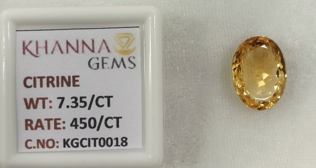 7.35/Carat Natural Triangular Citrine Stone-450