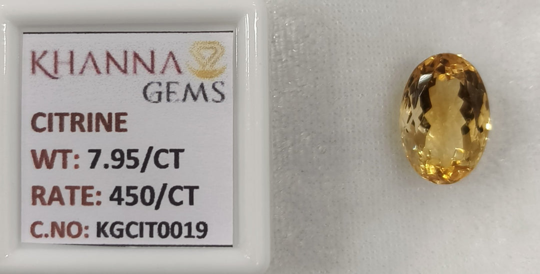 7.95/Carat Natural Triangular Citrine Stone-450