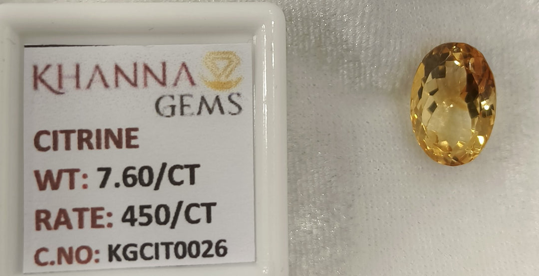 7.60/Carat Natural Triangular Citrine Stone-450