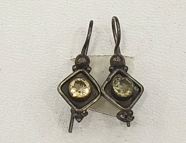 3.40/GM CITRINE SILVER RAJWARA EAR RINGS  (525.00)