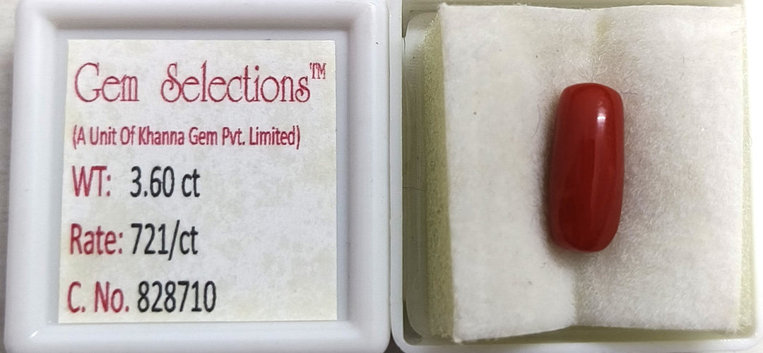 3.60/CT Natural Red Coral With Govt. Lab Certificate (721)