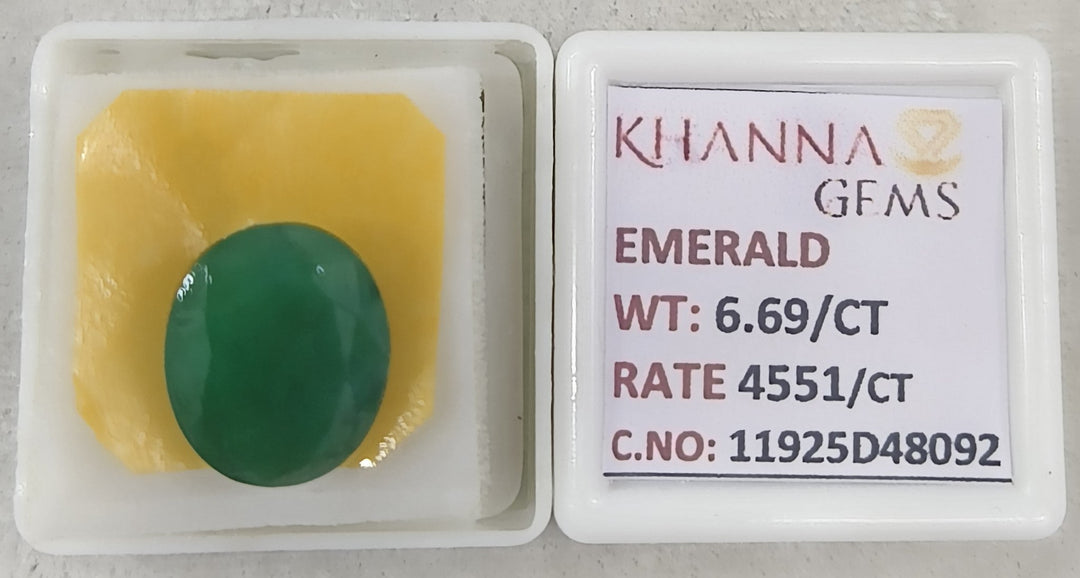 6.69/CT Natural Panna Stone with Govt. Lab Certificate-11925D48092