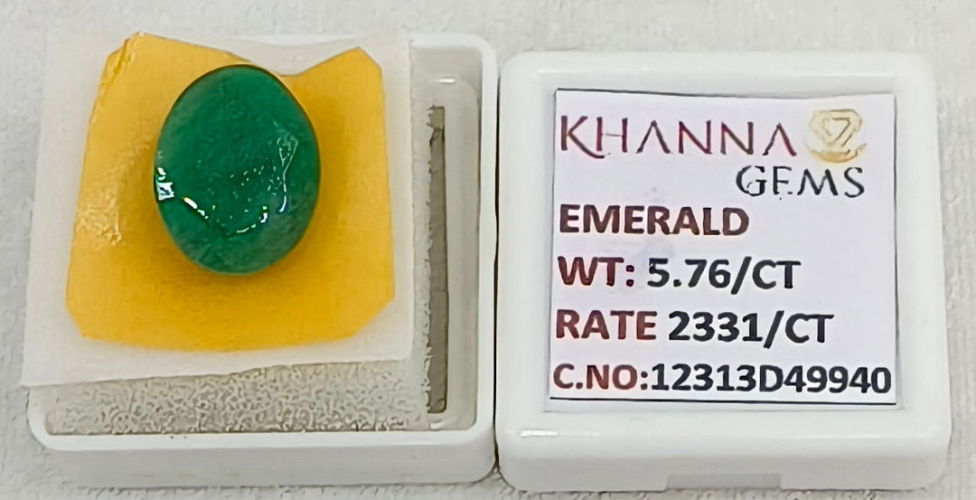 5.76/CT Natural Panna Stone with Govt. Lab Certificate-12313D49940