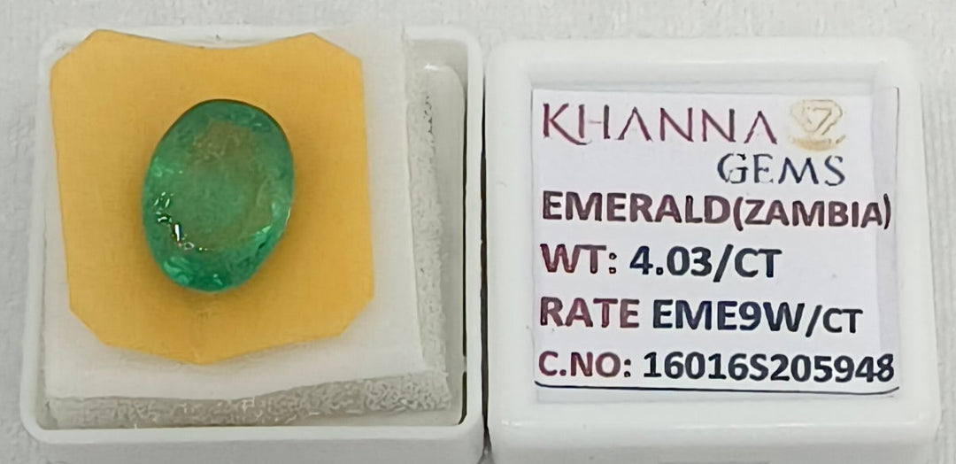 4.03/CT Natural Panna Stone with Govt. Lab Certificate-16016S205948
