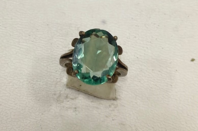 6.20/GM GREEN FLUORITE SILVER RING  (525)