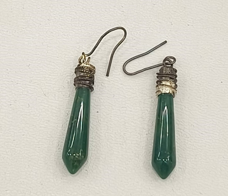 6.30/GM JADE SILVER EAR RINGS  (525)