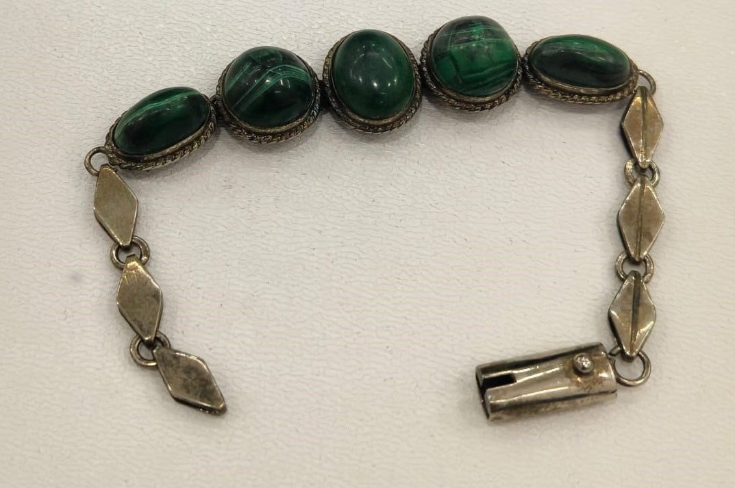 24.20/GM MALACHITE SILVER BRACELET  (525)