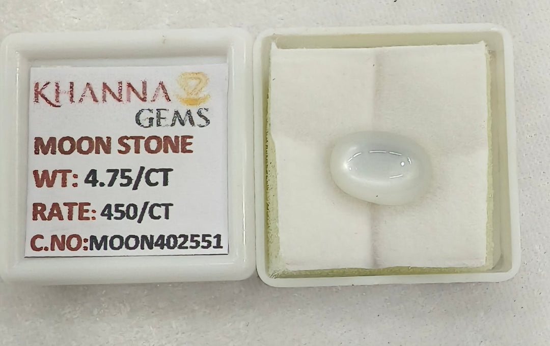 4.75/CT Moon Stone with Govt. Lab Certificate (450)