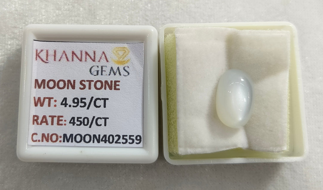 4.95/CT Moon Stone with Govt. Lab Certificate (450)