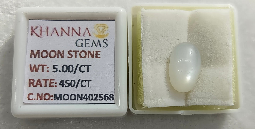 5/CT Moon Stone with Govt. Lab Certificate (450)
