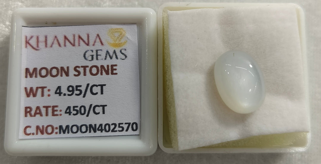 4.95/CT Moon Stone with Govt. Lab Certificate (450)