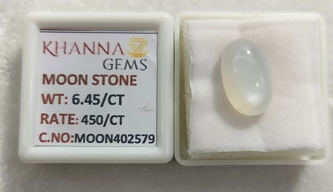 6.45/CT Moon Stone with Govt. Lab Certificate (450)