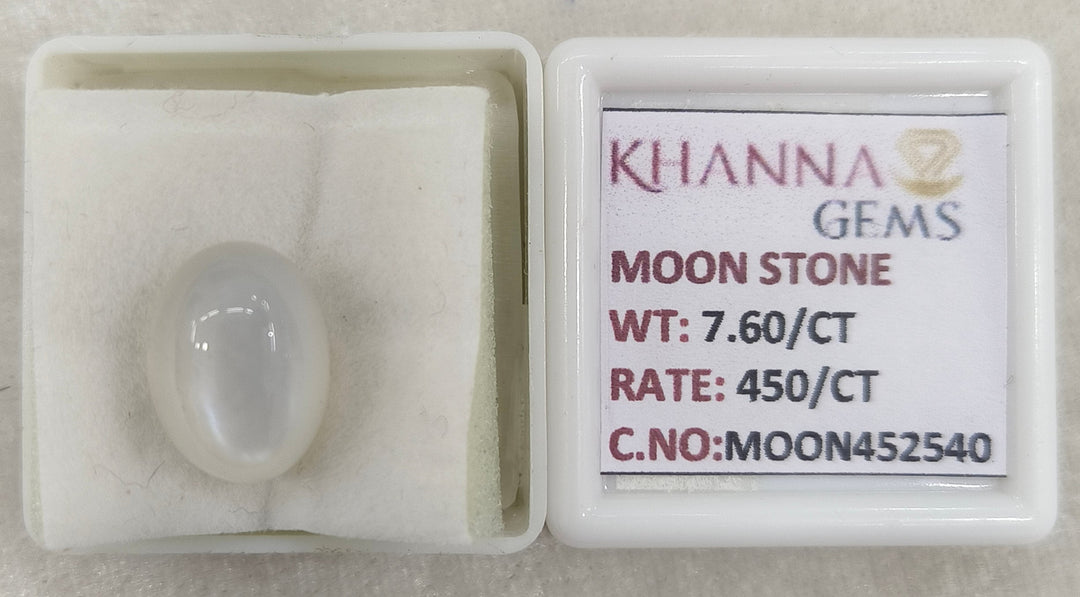 7.60/CT Moon Stone with Govt. Lab Certificate (450)
