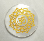 Load image into Gallery viewer, OM SYMBOL ENGRAVED SELENITE ROUND PLATE

