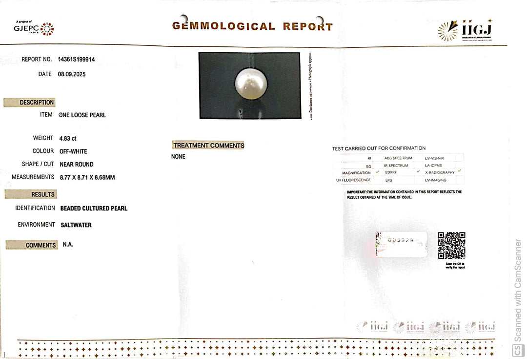 4.83/CT Natural South Sea Pearl Beads With Lab Certificate (1550)