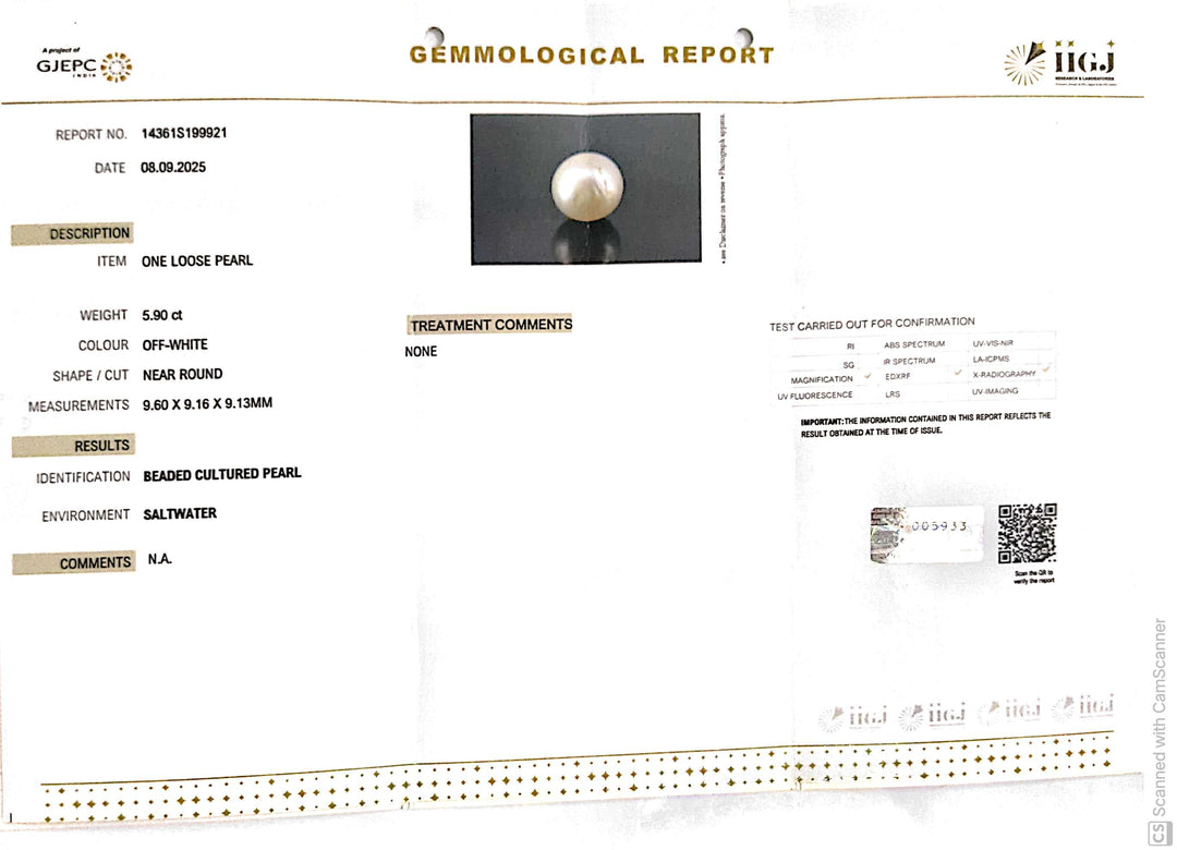5.90/CT Natural South Sea Pearl Beads With Lab Certificate (1550)
