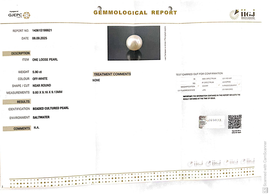 5.90/CT Natural South Sea Pearl Beads With Lab Certificate (1550)