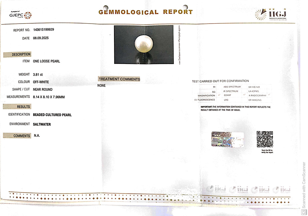 3.81/CT Natural South Sea Pearl Beads With Lab Certificate (1550)