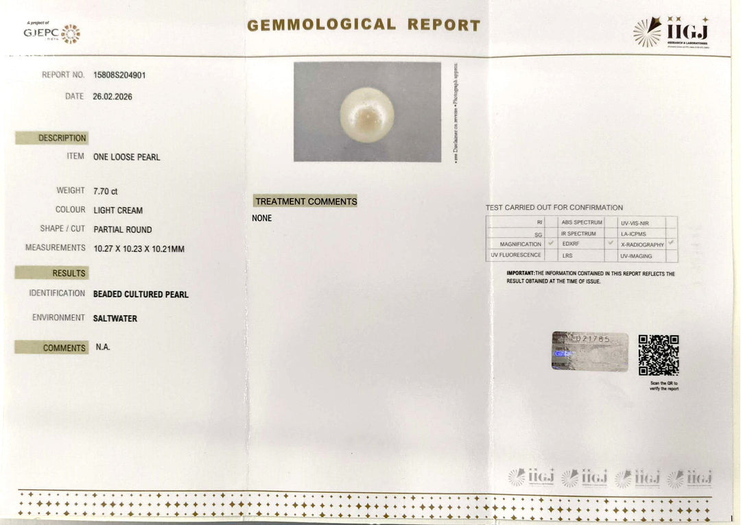 7.70/CT Natural South Sea Pearl With Lab Certificate-15808S204901