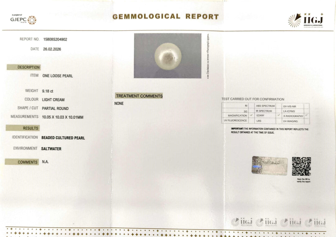 9.18/CT Natural South Sea Pearl With Lab Certificate-15808S204902