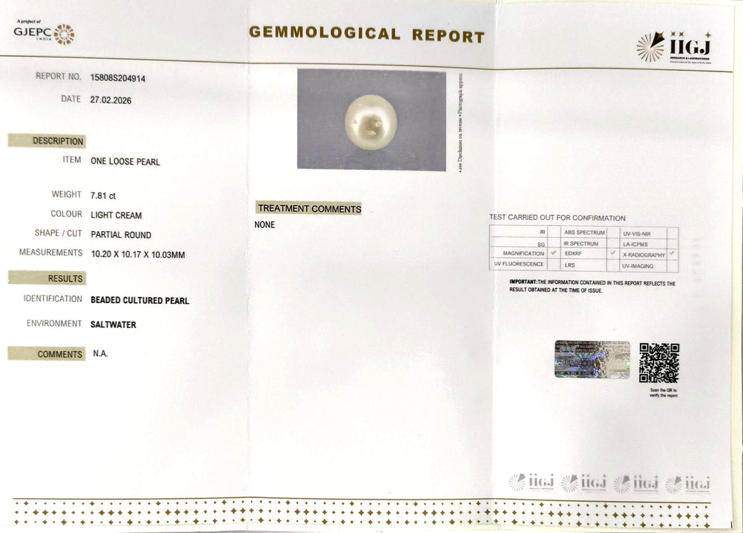 7.81/CT Natural South Sea Pearl With Lab Certificate-15808S204914