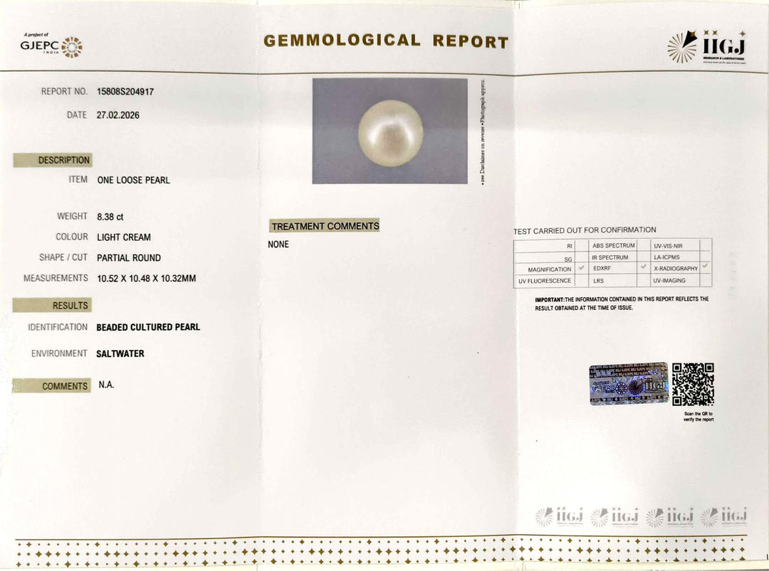 8.53/CT Natural South Sea Pearl With Lab Certificate-15808S204918