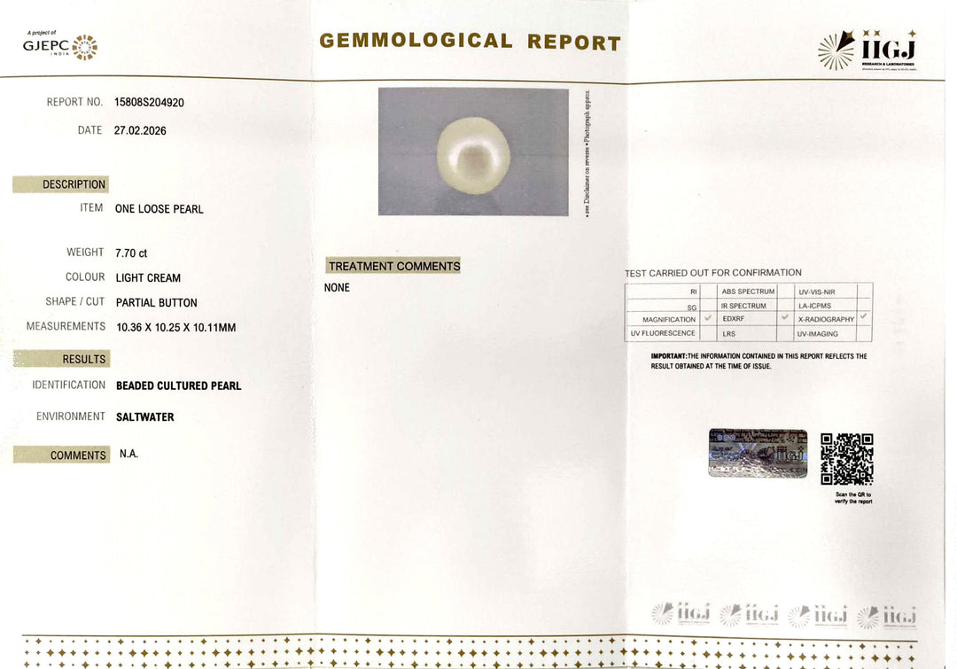 7.70/CT Natural South Sea Pearl With Lab Certificate-15808S204920