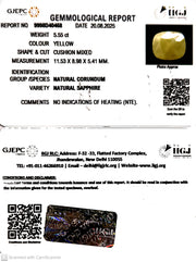 5.55/CT Natural Yellow Sapphire With Govt Lab Certificate (1221)