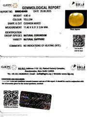 4.80/CT Natural Yellow Sapphire With Govt Lab Certificate (6771)