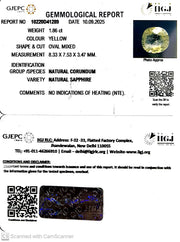 1.86/CT Natural Yellow Sapphire With Govt Lab Certificate (23310)