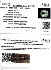 3.77/CT Natural Yellow Sapphire With Govt Lab Certificate (12210)