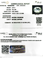 Load image into Gallery viewer, 3.93/CT Natural Yellow Sapphire With Govt Lab Certificate (23310)
