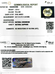 2.20/CT Natural Yellow Sapphire With Govt Lab Certificate (12210)