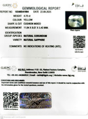 4.78/CT Natural Yellow Sapphire With Govt Lab Certificate (16650)