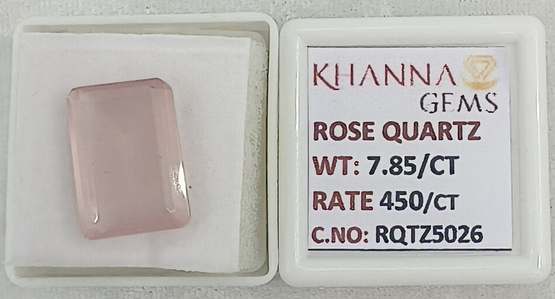 7.85/CT Healing Rose Quartz Stone with Govt. Lab Certificate-RQTZ5026
