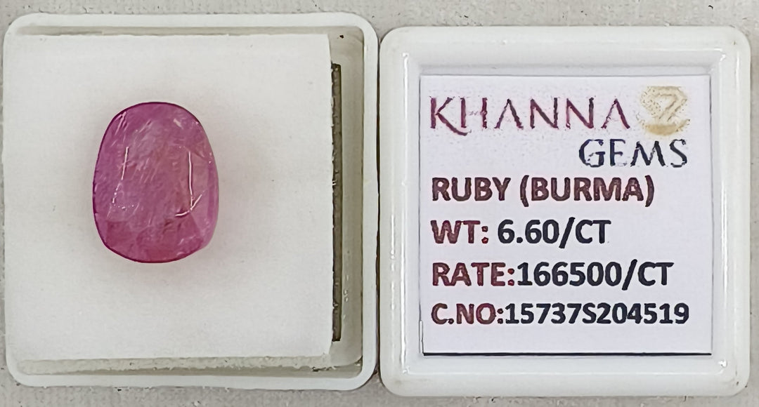 6.60/CT Natural Old Burma Ruby with IIGJ Govt. Lab Certificate-15737S204519