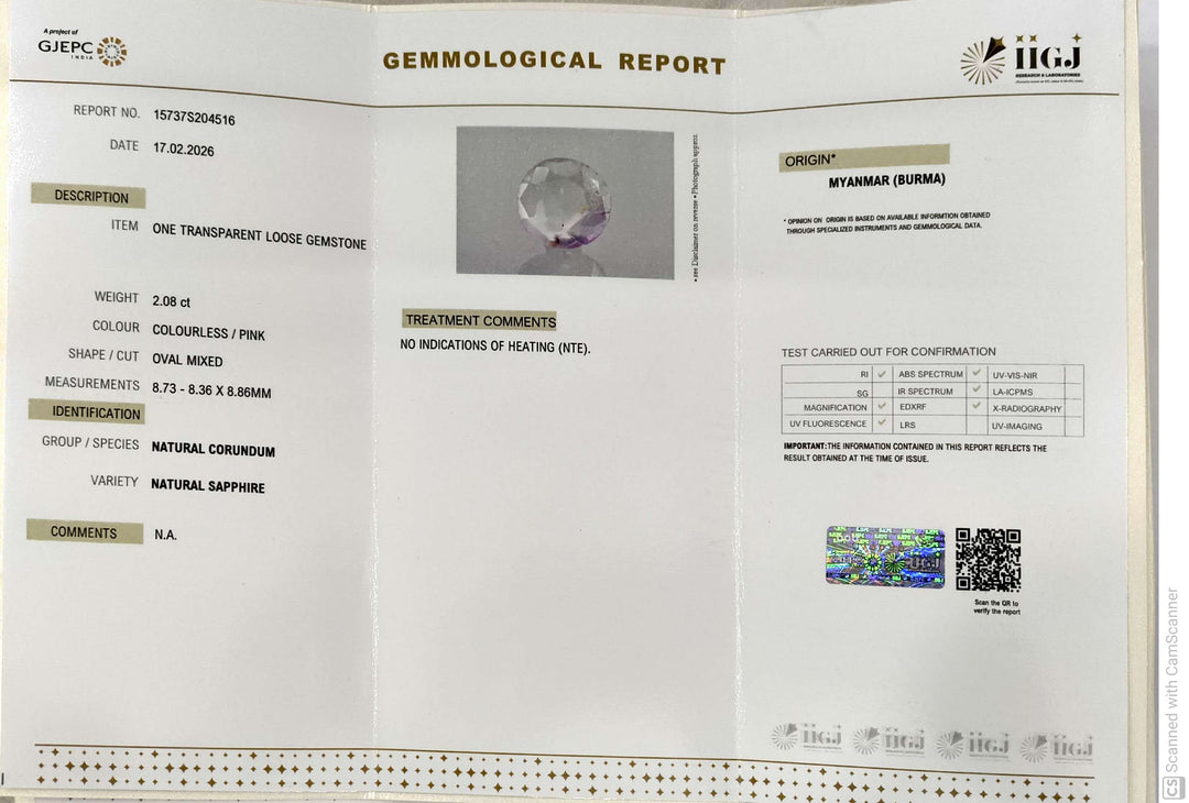 2.08/CT Natural Old Burma Ruby with IIGJ Govt. Lab Certificate-15737S204516