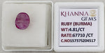 Load image into Gallery viewer, 4.81/CT Natural Old Burma Ruby with IIGJ Govt. Lab Certificate-15737S204517